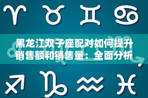 黑龙江双子座配对如何提升销售额和销售量：全面分析与策略