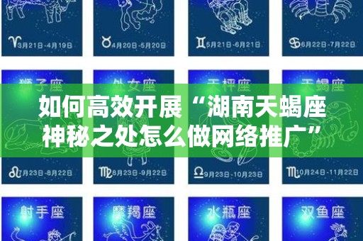 如何高效开展“湖南天蝎座神秘之处怎么做网络推广”