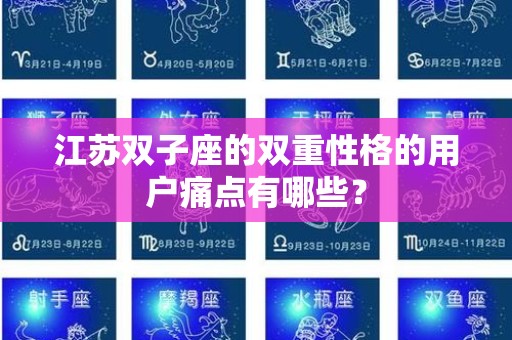 江苏双子座的双重性格的用户痛点有哪些？