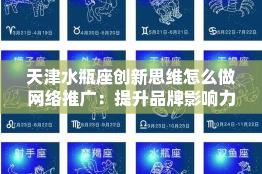 天津水瓶座创新思维怎么做网络推广：提升品牌影响力的策略